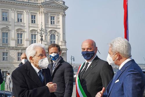L'arrivo del Presidente della Repubblica Sergio Mattarella a Trieste, accolto dal Governatore della Regione Massimiliano Fedriga prima dell'ingresso in Prefettura 